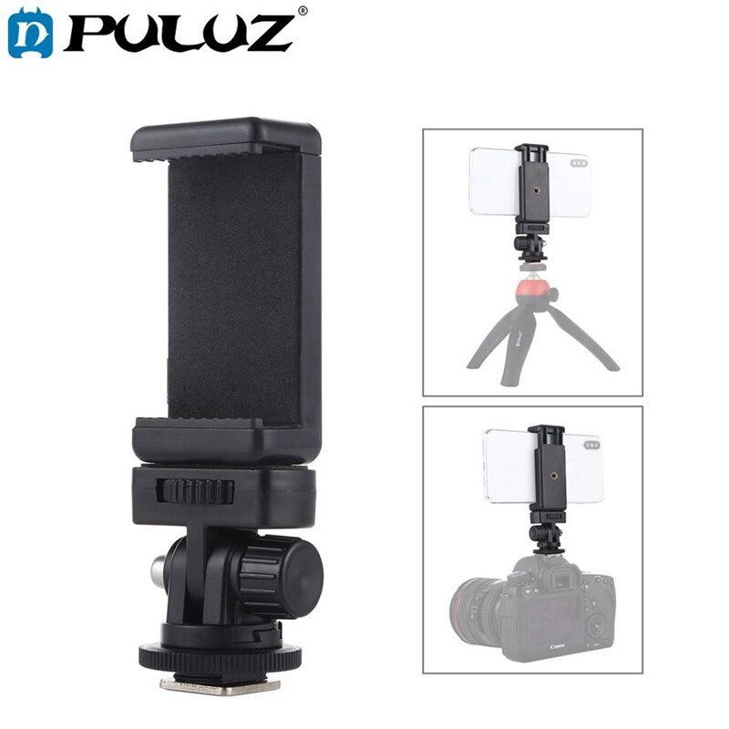 Adaptador de montaje para trípode de zapata fría de rosca de 1/4 pulgadas PULUZ con accesorios de cámara de abrazadera de teléfono