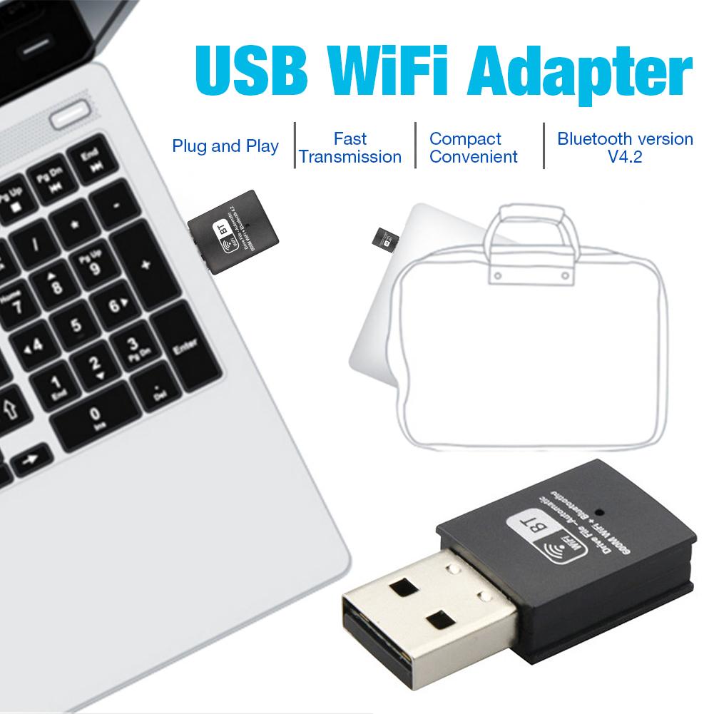 USB WiFi Adapter 600 Mbps Plug and Play Dual Band Mini Wireless Adapter Network Bluetooth 4.2 2-in-1 Bluetooth wifi transmitter