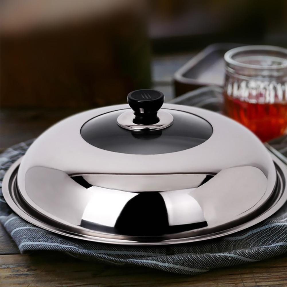 Stoomboot Deksel Gehard Glazen Deksel Roestvrij Staal Ronde Knop Wok Deksel Visuele Kookpot Deksel Anti-Brandwonden Handvat Stoomboot accessor