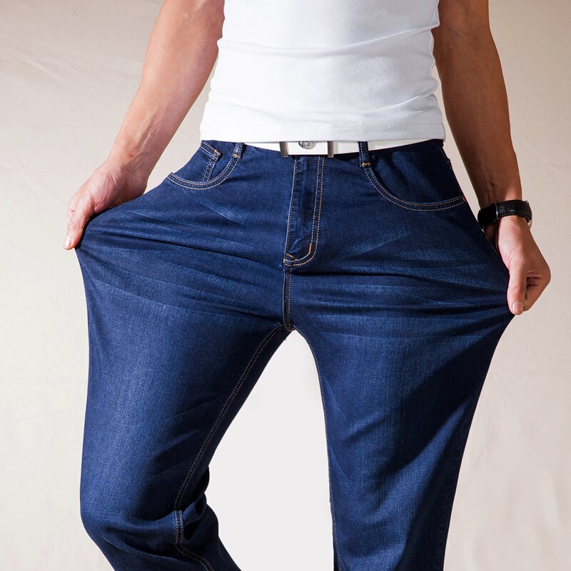 Plus size bukser mænd denim jeans casual bomuldsbukser mandlige løse lange arbejdsbukser mænd jeans bukser slim denim lige bukser: 31
