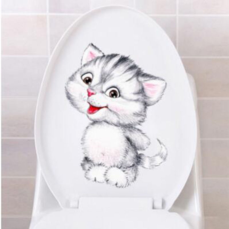 Dejlig kat killing wallstickers toilet stickers dørklistermærker sommerfugl badeværelse kunst decals boligindretning vinduesglas