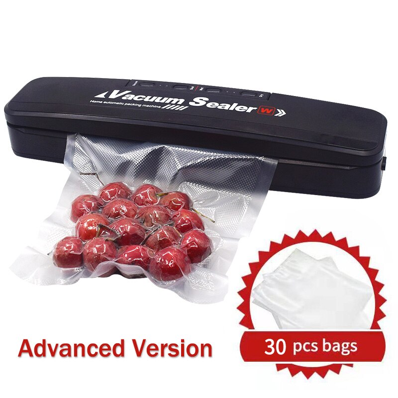 Vacuum Food Sealer Packaging Machine 220V Household Food Vacuum Sealer Film Sealer Vacuum Packer: advanced with 30bags / US Plug