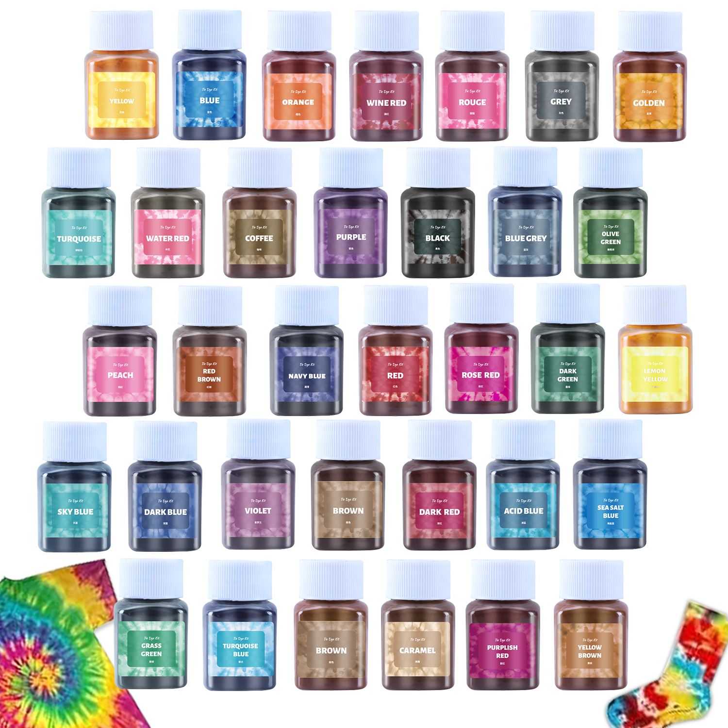 30ml/50ml pulverfargestoffer til tekstilfarging, batikfarging av plagg, bomull, multifunksjonspigment til oppussing av gamle klær