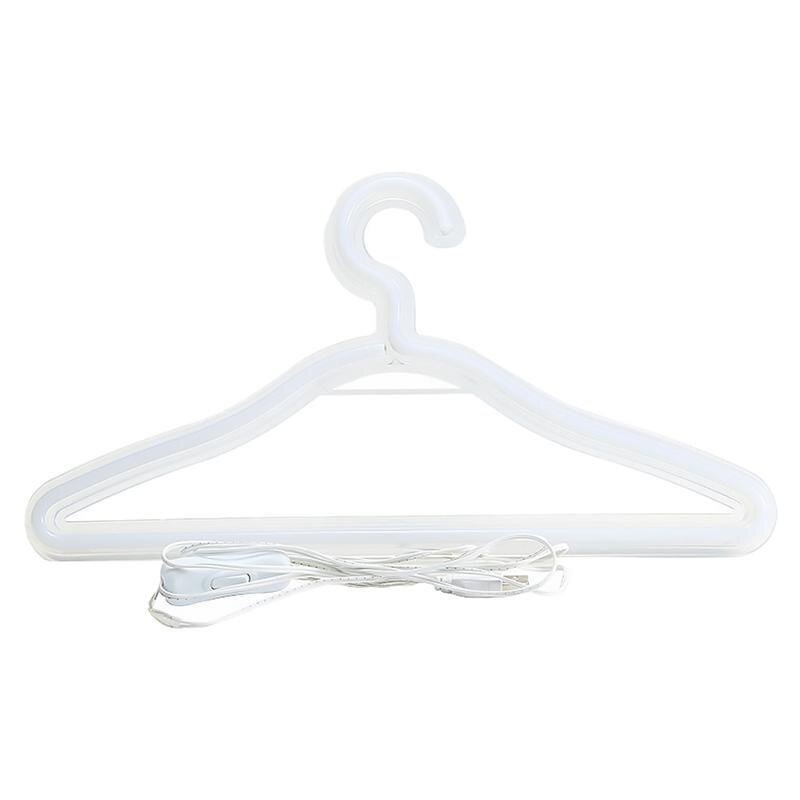 Letrero de luz LED de neón, soporte de ropa alimentado por USB, luces decorativas, colgador de luz para dormitorio, tienda de ropa, decoración de pared: White light