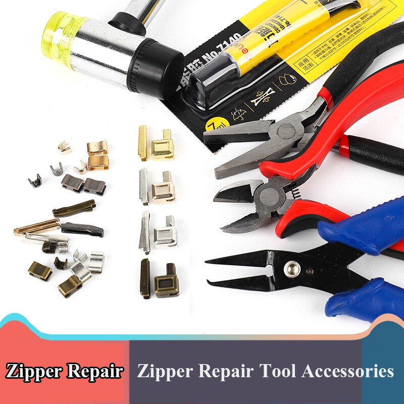 Zipper Repair Tool Set Metal Stopper Double Slider /Open End/Close end Zipper Sewing Stopper Accessories Zipper DIY For Clothes