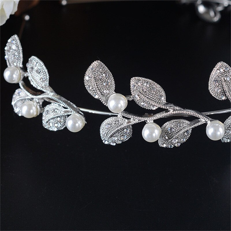 CC Haarband Tiara En Kronen Elegante CZ Eenvoudige Bruiloft Haaraccessoires Voor Bruid Engagement Sieraden Bladvorm HG008