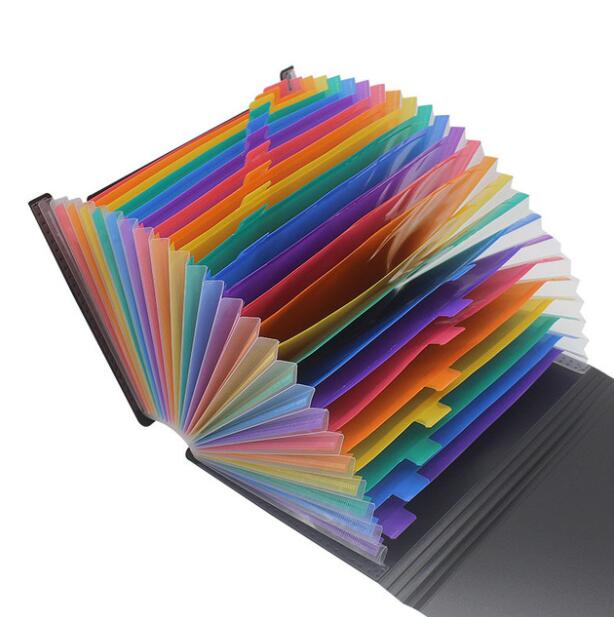 Expanding A4 File Holder Office Supplies Plastic Rainbows Organizer A4 Letter Size Portable Documents Holder Desk Storage