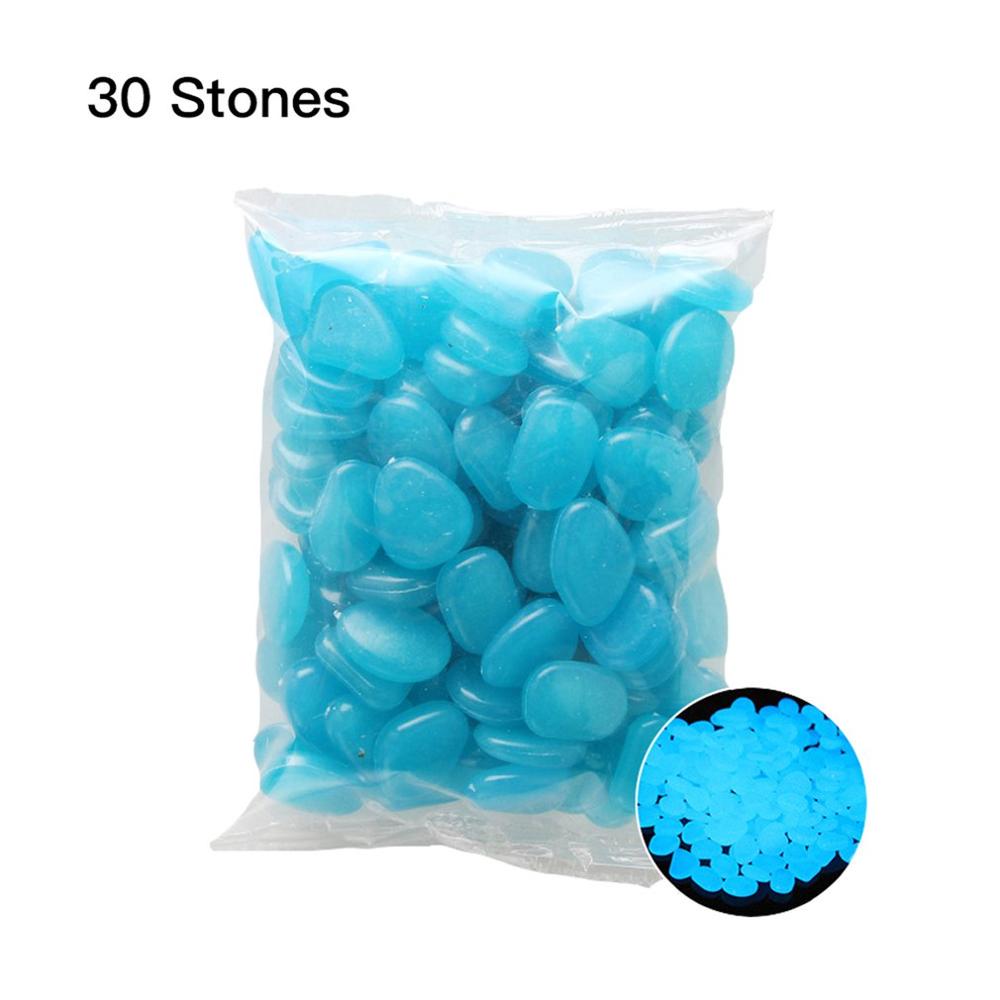 30pcs Garden Pebbles Glow Stones Rocks for Walkways Garden Path Patio Lawn Aquarium Decor Garden Yard Decor Luminous stones: blue