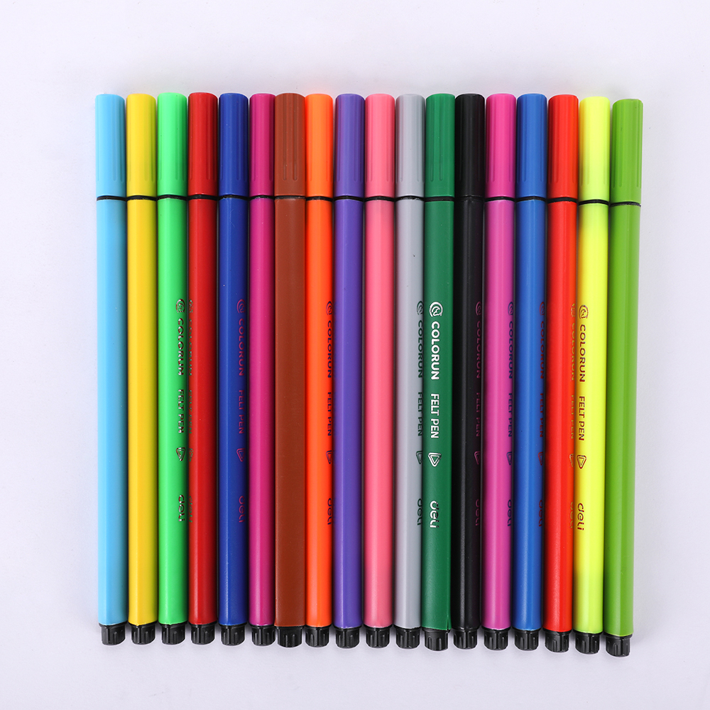 Deli – stylo marqueur en feutre lavable EC105, 12/18/24 /36 couleurs, marqueurs en Fiber, Fineliners, croquis, dessin, peinture artistique, fournitures scolaires
