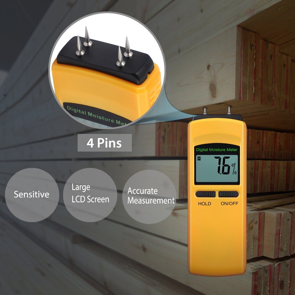 TANiCE – humidimètre numérique LCD 4 broches 0-40% de précision, outil de test numérique d&#39;humidité, mesure de l&#39;humidité de bateau en bois et de brique