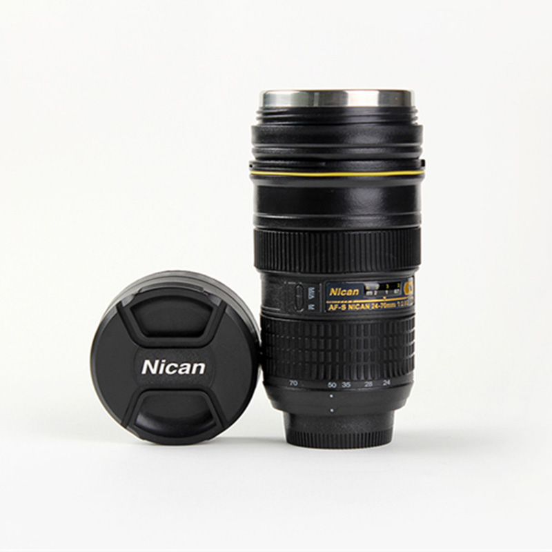Lente de cámara taza 350-400ML té de acero inoxidable vaso aislado (modelado Nikon AF-S NIKKOR 24-70mm f/2,8G ED) taza de café
