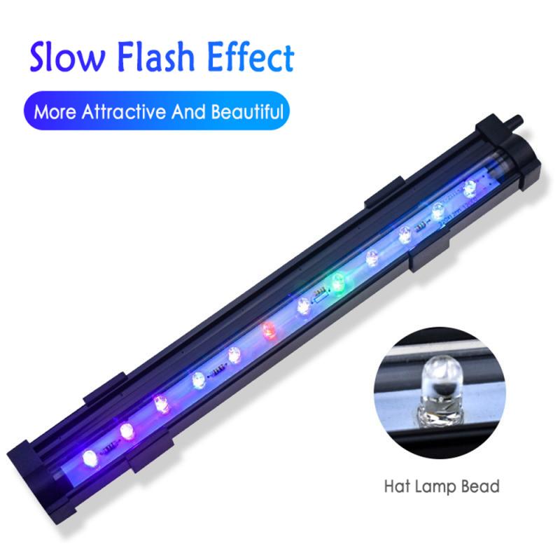 Luces LED impermeables para acuario, tira de luces de colores con burbujas, 15/26/36 CM, enchufe europeo y estadounidense, decoración para peceras