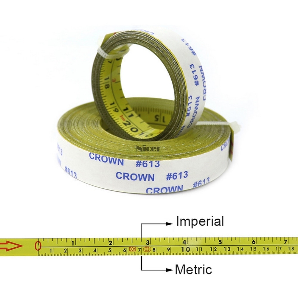 Selvklæbende tommer metrisk lineal geringsspor målebånd stål geringssave skala til t-spor router båndsav træbearbejdningsværktøj