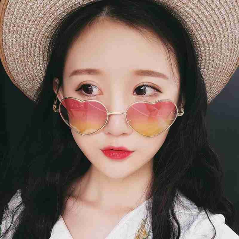 Gafas de sol Retro de Metal con forma de corazón para mujer, bonitas gafas de sol sexis con forma de amor, gafas de Vintage, accesorios de a la Gradien