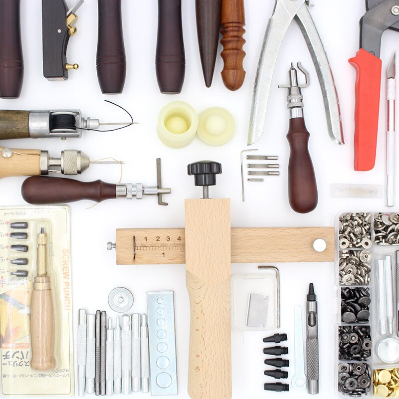 Leather Craft Tools Planer Punching Clamp Hand Sewing Machines with Accessories DIY for Snap Button and Installation Tool