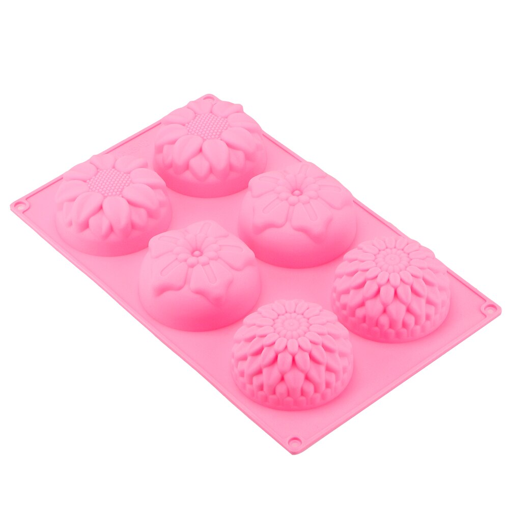 4 Cavity 3D Handmade Silicone Soap Mold Massage Soap Making Tools Resin Crafts Oval Soap Moulds: Flower Pink
