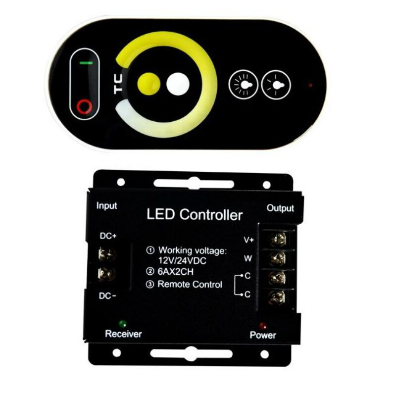 DC12-24V 6A 2CH LED RF Touch Dimmer Remote Controller for 5050 CCT LED Strip Light AA50