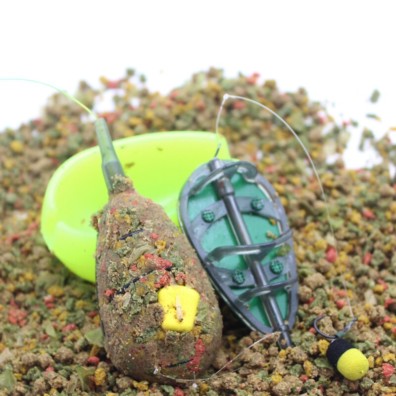 30g/40g/50g Carp Fishing In Line Method Feeders Accessories Set Quick Release Flat Method Feeder and Bait Mould for Carp Feeders
