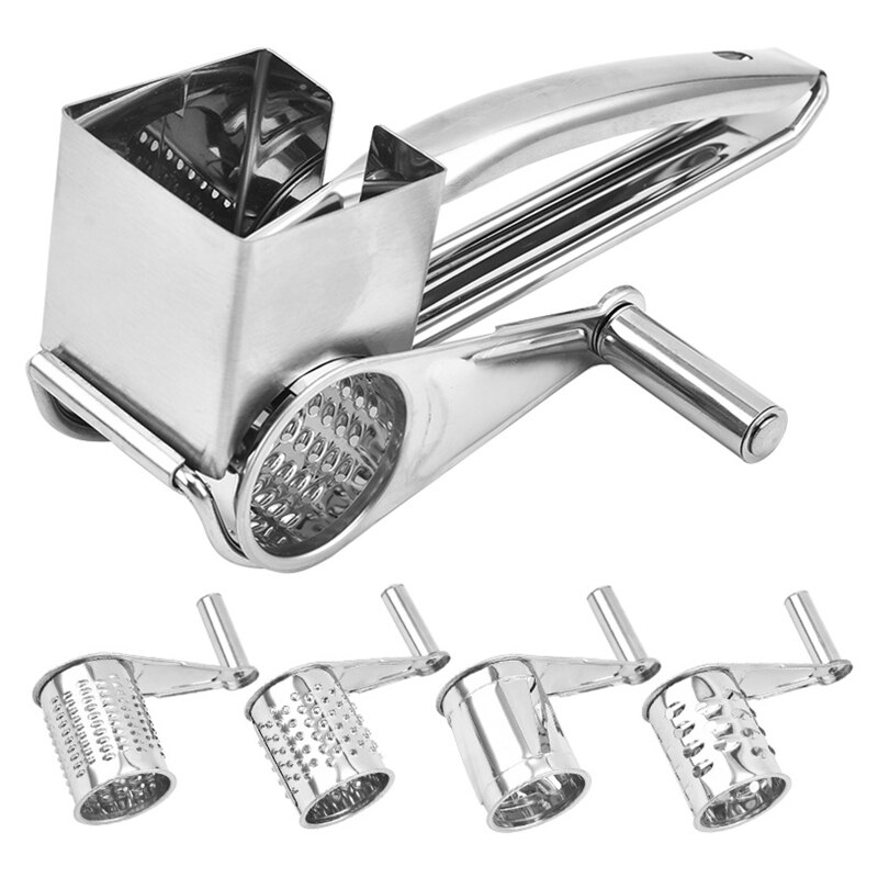 Hand Cranked Cheese Grater Stainless Steel Rotary Vegetable Carrot Ginger Slicer for Home Kitchen Shredder Butter Cutter Grinder: Four planer set