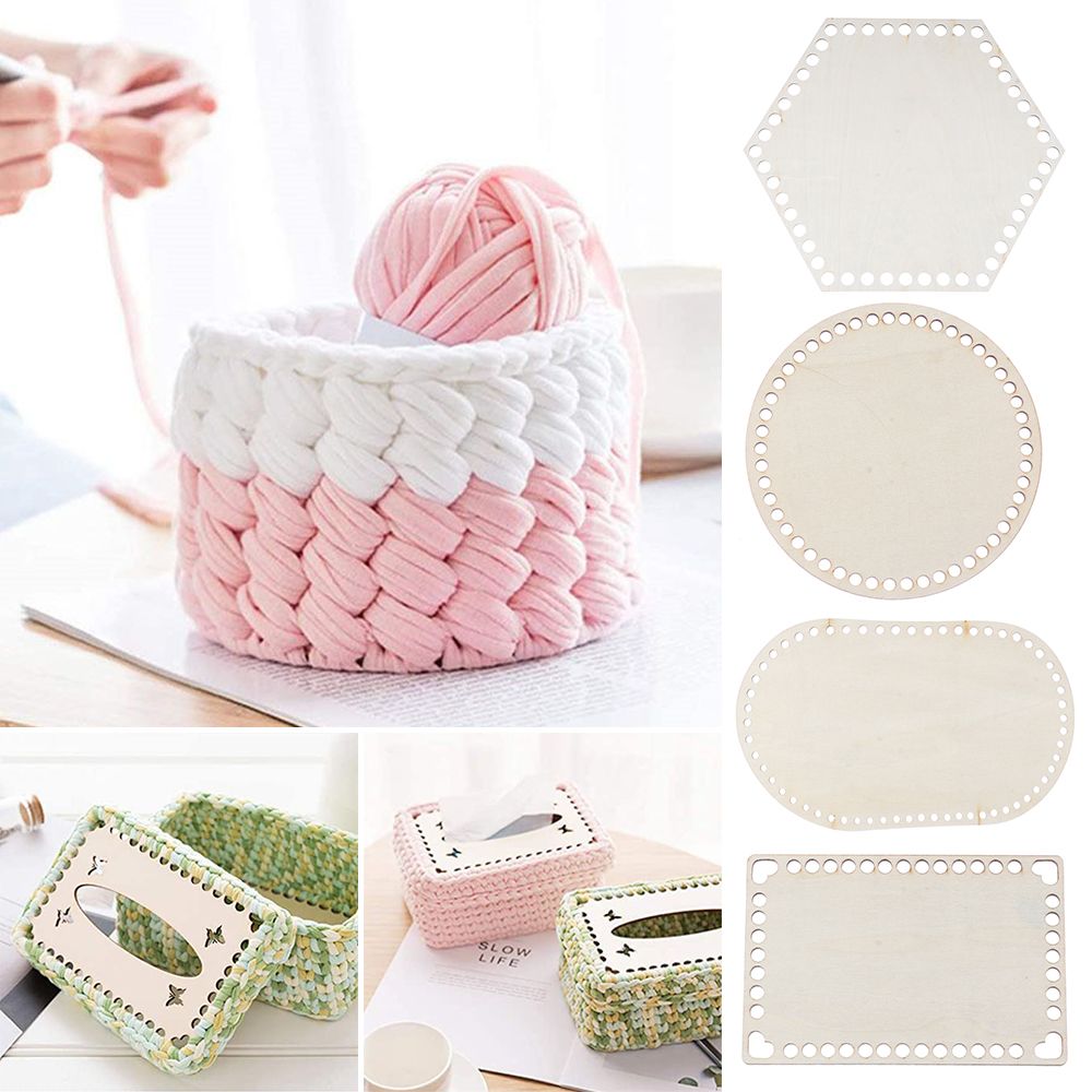 2 stk/sæt taskefremstilling skabelon broderi floss organizer naturlig træ kurv nederst korssting hul hæklet kurv base