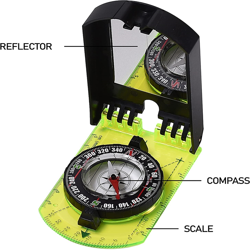 Compass Scale Map Ruler Mirror Compass With Flip Multifunctional For Outdoor Hiking Camping Survival Guiding Tool Compass