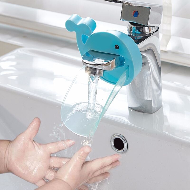 Kids Hand-Washing Solution Tools Faucet Handle Extender Set Cartoon Whale Extend Sink Handle Faucet Spout for Child