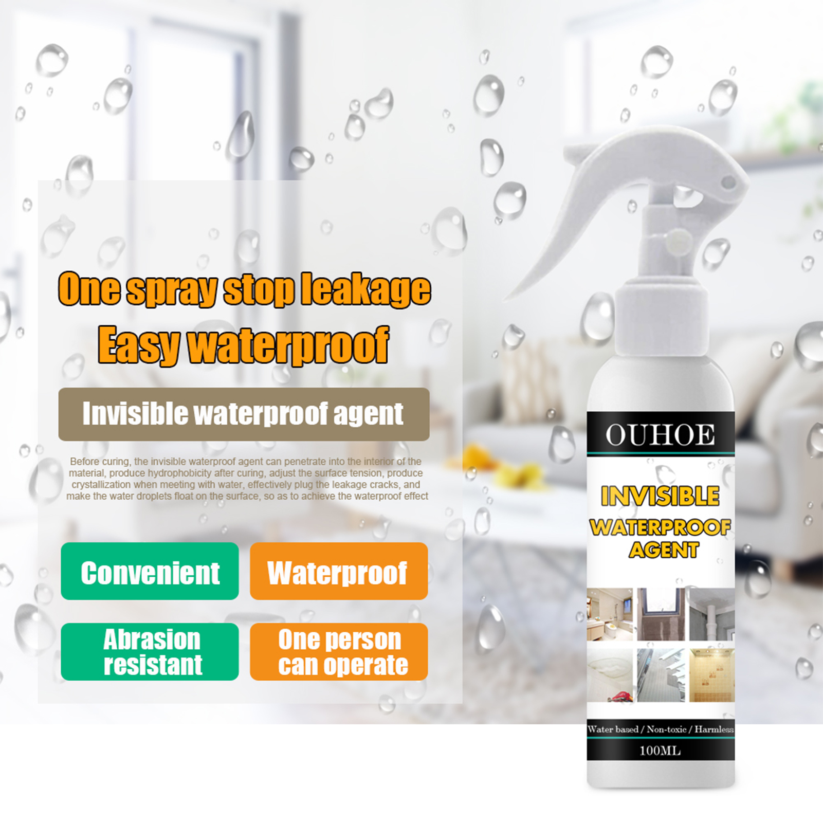 30/100ML agente impermeabile agente anti-perdite Nano permeabile spray colla tetto acqua infiltrazione agente di riparazione