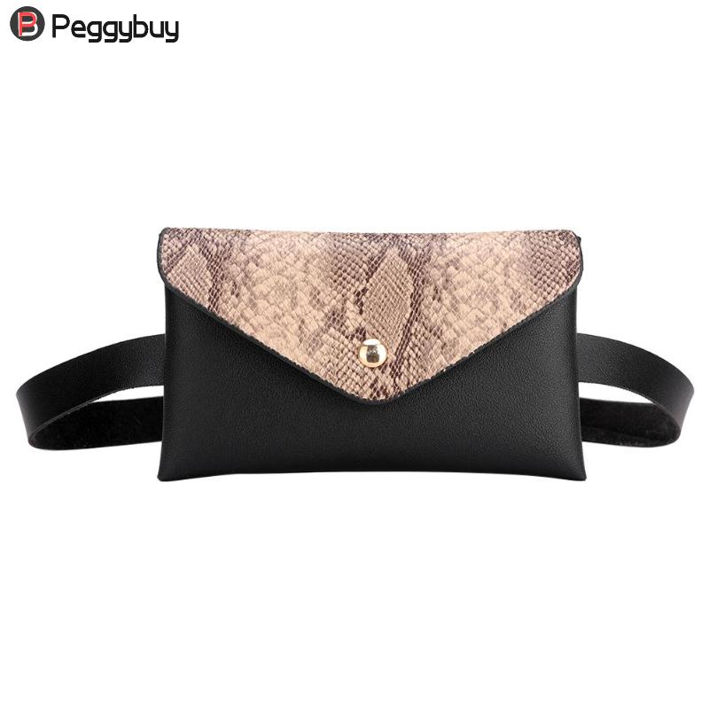 Snake Pattern Shoulder Waist Bags Fanny Belt Packs Phone Pouch Women Flap PU Leather Crossbody Casual Messenger Chest Bags: Khaki