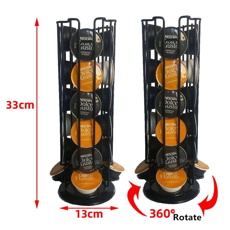 Dolce Gusto-cajón de almacenamiento para cápsulas, 24 Uds., soporte negro de fila recta, giratorio, estante de Metal, chapado, acero inoxidable, nuevos estantes para café: Coffee Rack Style 4