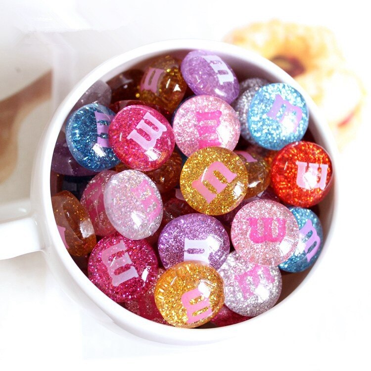 20Pcs Gemengde Kleur Kawaii Hars M Kralen Plaksteen Cabochons Voor Strikken Diy Phone Case Deco Onderdelen Plat Hars cabochon Plakboek: StyleB mixed 17mm