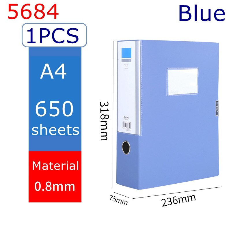 Deli 5603 file box A4 file folder documents storage bag storage box label box: 5684-BLUE