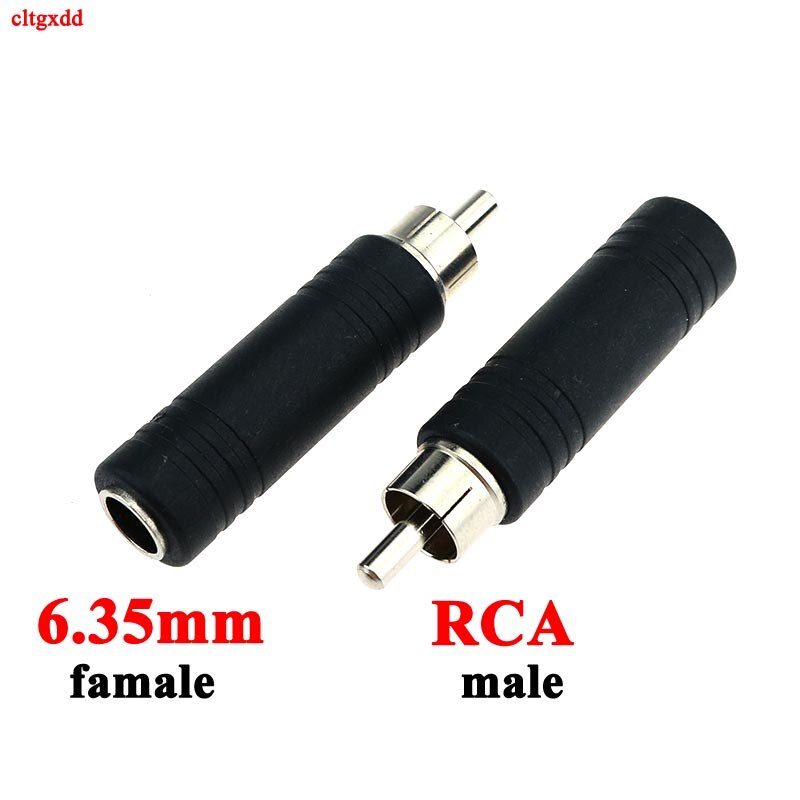 1Pcs Rca Male Plug Naar 6.35Mm 3.5Mm 3Pole Stereo Vrouwelijke Jack Adapter 6.35 3.5 Audio M/F Connector Zwart: RCA To 6.35mm