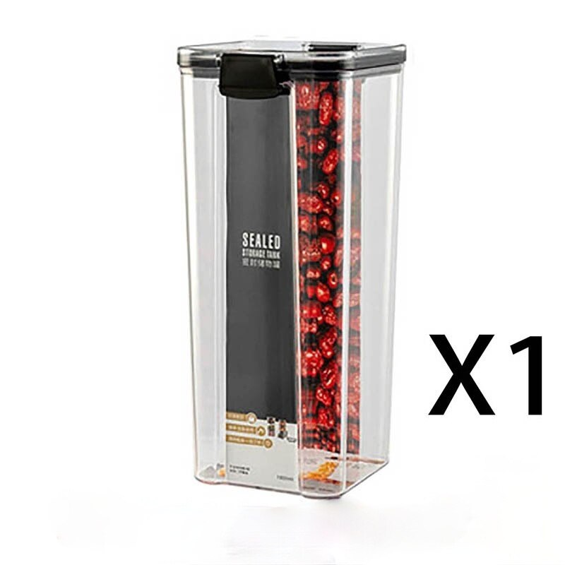 1800ml Set Stackable Kitchen Sealed Jar Plastic Food Storage Box Multigrain Storage Tank Dried Fruit Tea Jar Storage Containers: 1800ml