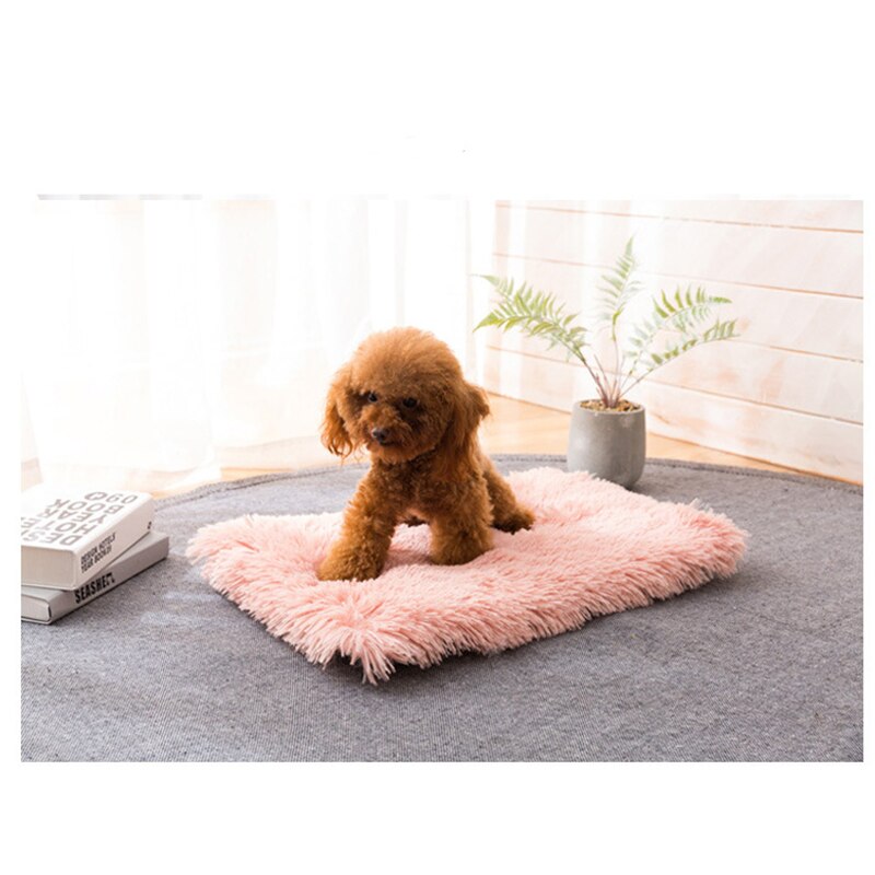 Lits de chien calmant confortable pour les grands petits chiens moyens chiot Labrador étonnamment chat guimauve lit lavable en peluche lit pour animaux de compagnie: pink blanket / 40cm-15.7in