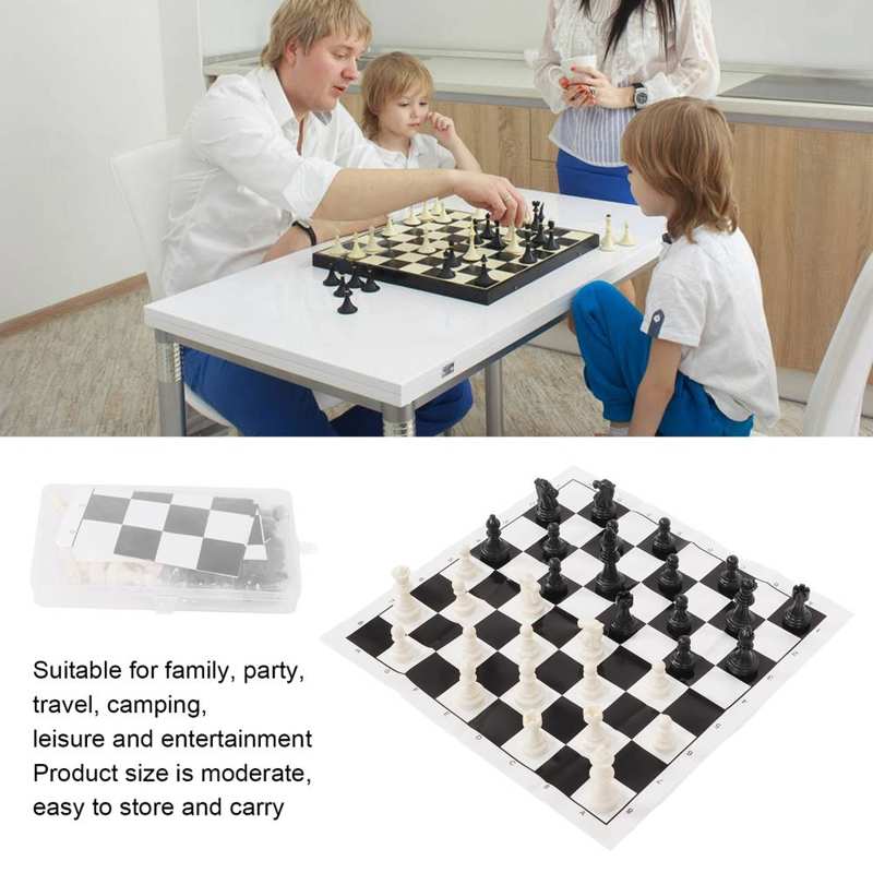 International Standard Chess Set PS Plastic Easy To Store Plastic International Chess with Chessboard for Outdoor