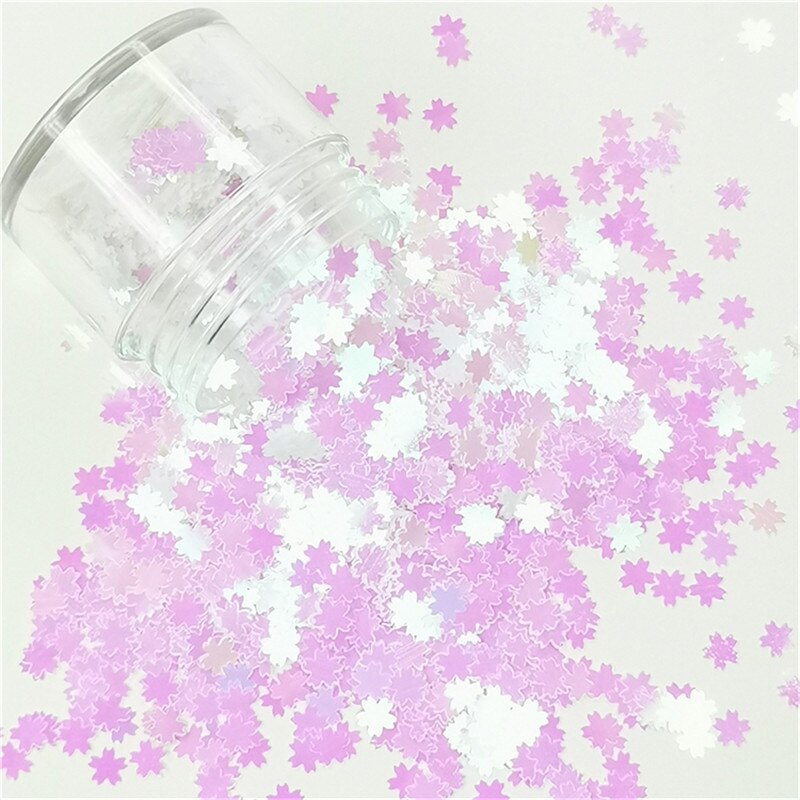 Ultradunne Bloem Pailletten 5Mm Roze Kersenbloesems Vorm Losse Pailletten Huisdier Pailetten Voor Nails Art Manicure Bruiloft Confetti 8G