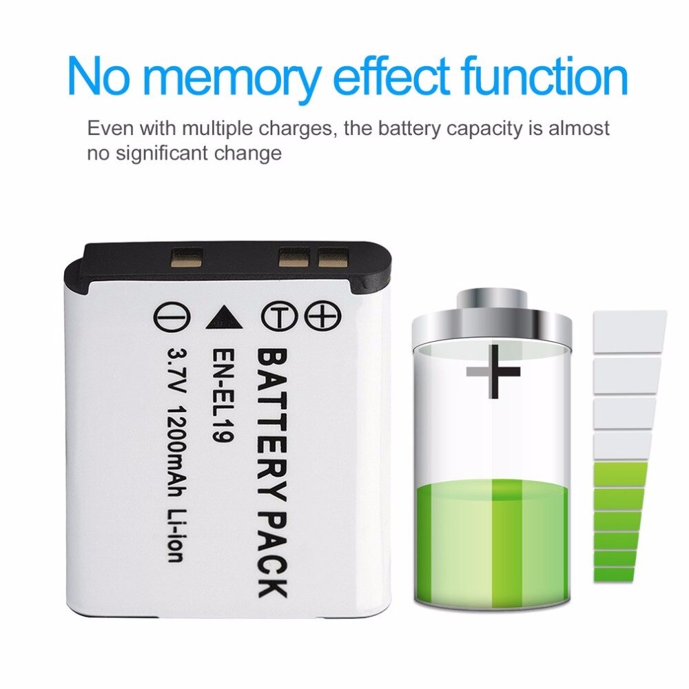 EN-EL19 ENEL19 3.7V 1200mAh batterie pour appareil photo Rechargeable Li-ion batterie pour Nikon Coolpix S100 S3100 S3200 cellules pour appareil photo numérique