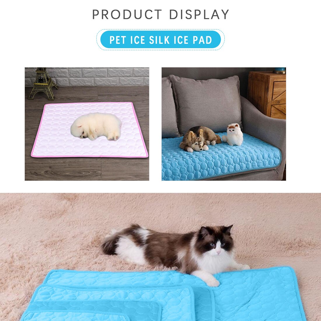 Dog Mat Cooling Summer Pad Mat For Dogs Cat Blanket Sofa Breathable Pet Dog Bed Summer Washable for Cat/ Dog/ Puppies/ Kittens