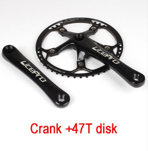 Litepro sykkel kranksett integrert enkelt kranksett krank 45t 47t 53t 56t 58t bcd 130mm for sammenleggbar sykkel sykkel kranksett 170mm: 47t svarte