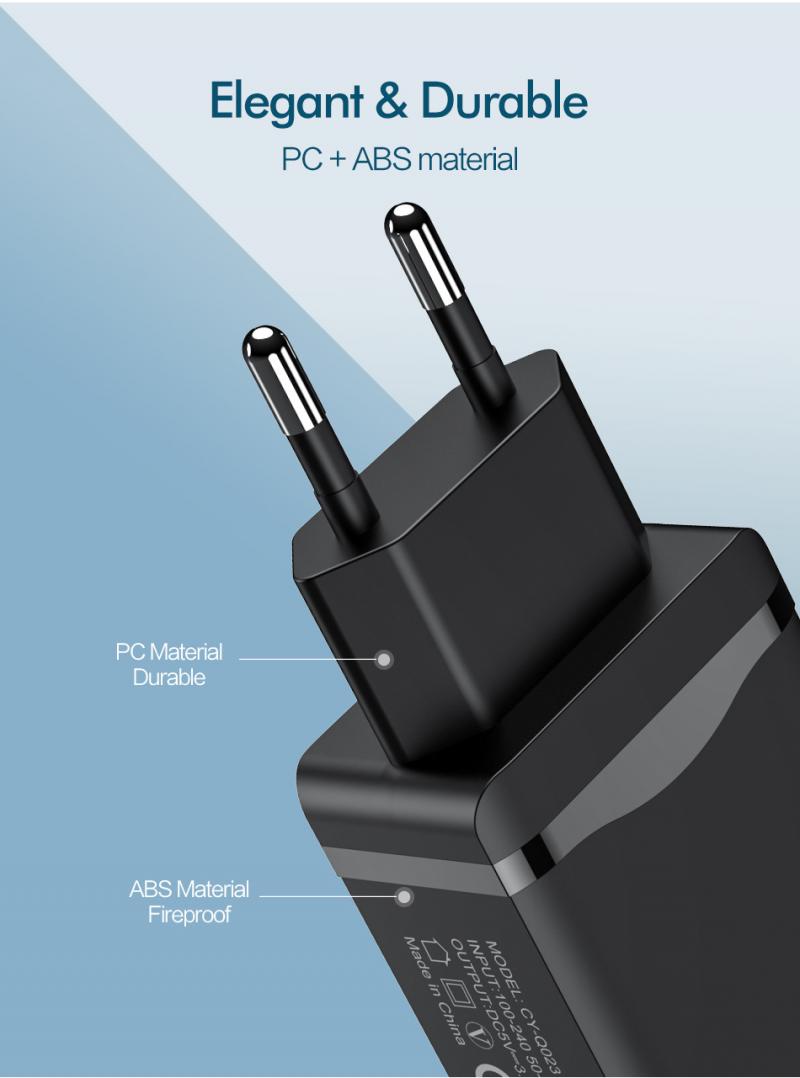 CONTROLLO di QUALITÀ 3.0 Single Port USB Caricabatterie Per Il Samsung Galaxy HUAWEI Sony Xiaomi Carica Veloce Telefono Cellulare Caricatore della Spina di UE