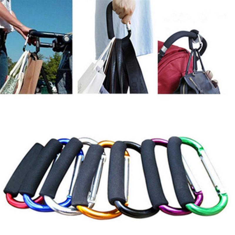 Mosquetón de aluminio para Gancho del Cochecito de bebé, Gancho de soporte para bolsa de carrito de bebé, Gancho de soporte, accesorios para asiento de coche