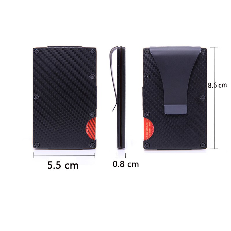 Slim Aluminum RFID Magic Wallet Carbon Fiber Card Holder fit 6 Bussiness Cards for Women& Mens