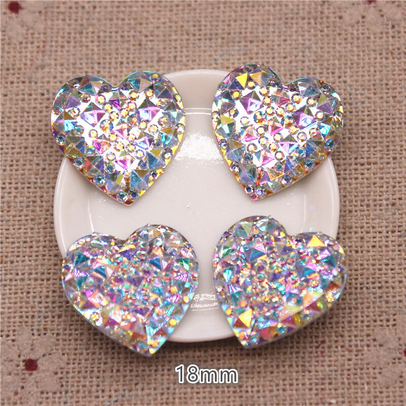 10mm-30mm corazón de resina cristal ostentoso AB diamantes de imitación cabujón plano piedra DIY decoración del hogar manualidades accesorios para álbum de recortes: Níquel negro