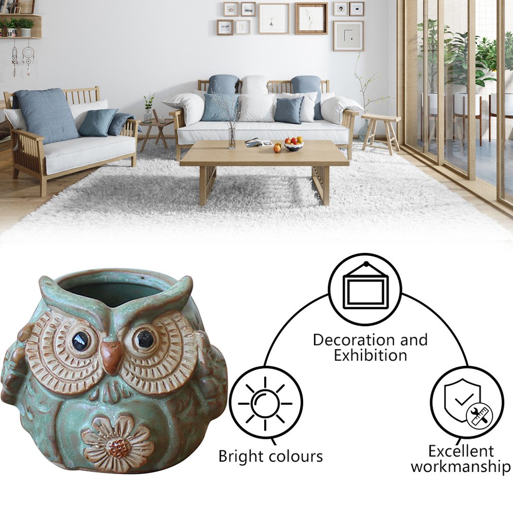 Cartoon Owl-shaped Flower Pot For Succulents Plants Ceramic Small Mini Home Office Garden Fleshy Plants Terrarium Decorations