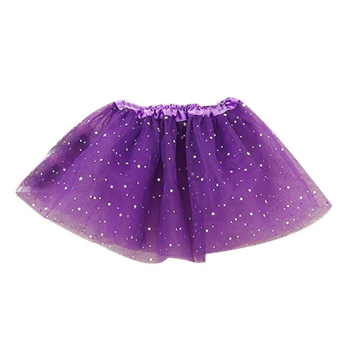 Baby Kids Skirt Girls Princess Stars Glitter Dance Tutu Skirt Sequins Party Dance Ballet Tutu Skirts Children Chiffon: Purple 