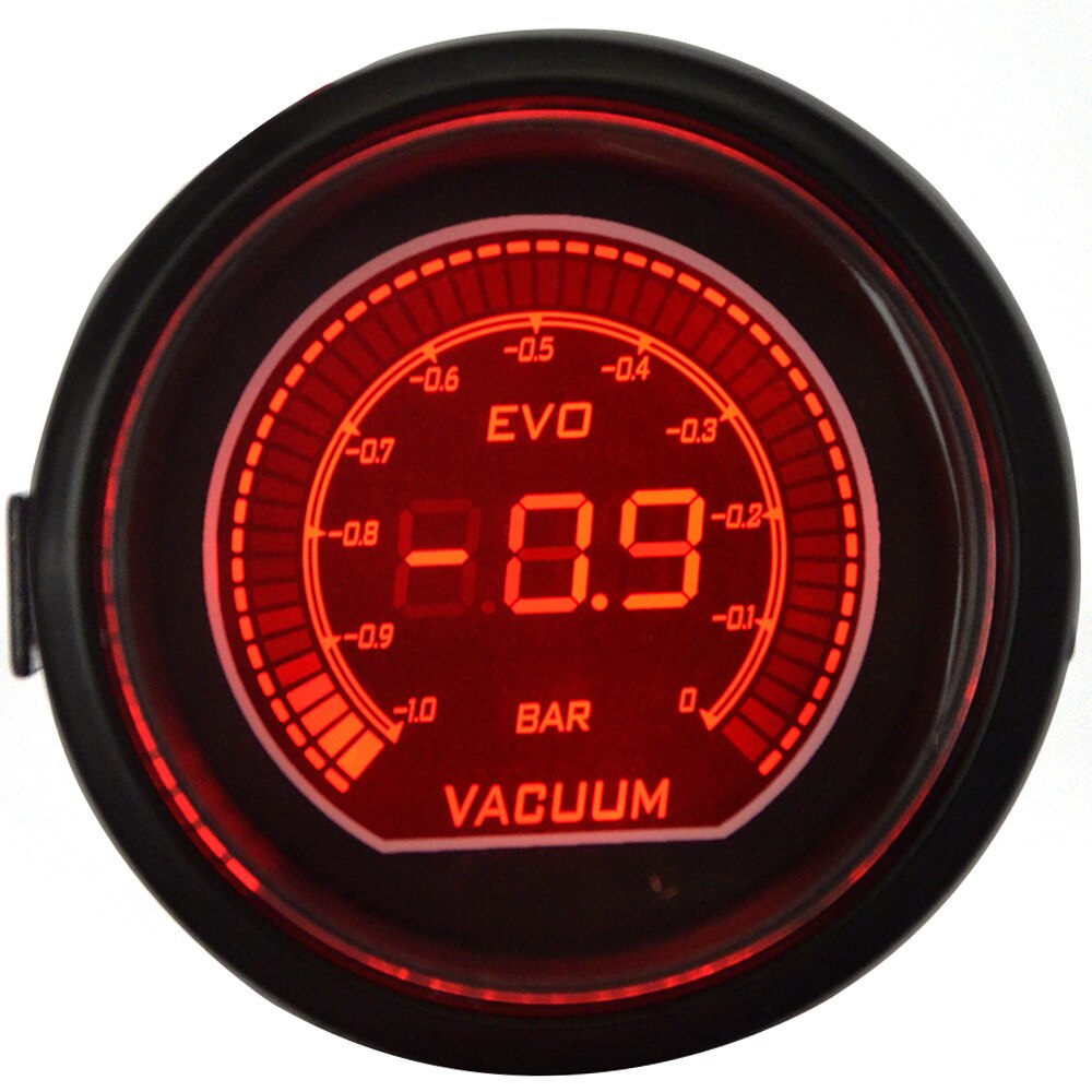 Dragon Gauge Universal 2&quot; 52mm Vacuum Gauge Blue/Red Dual Led Color Digital LED Light Gauge Meter