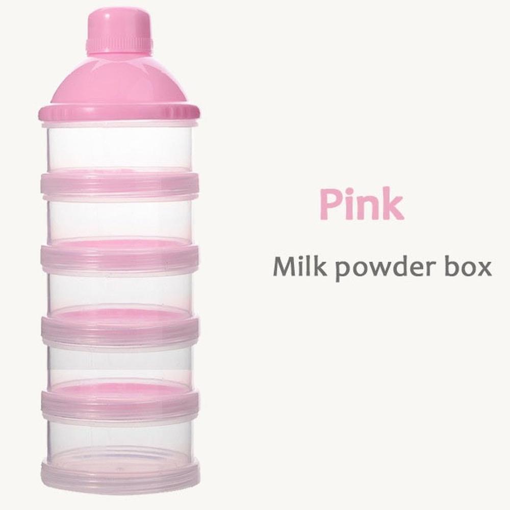 Distributeur Portable de lait en poudre, récipient de stockage des aliments, boîtes d&#39;alimentation pour bébés enfants en bas âge 4/5 grille boîte de stockage des aliments pour bébés: Pink- 5 Layer