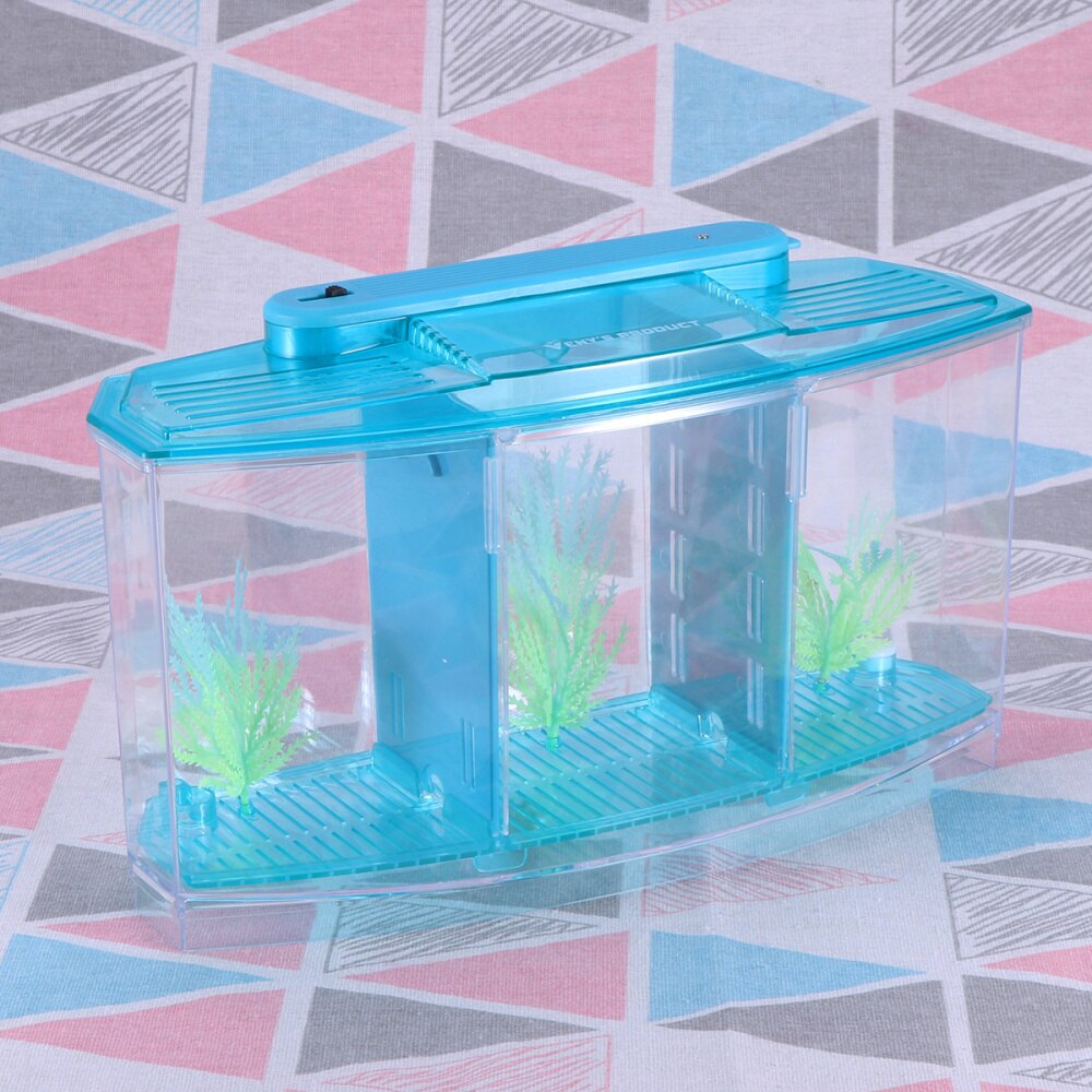 Mini Fish Tank Self-Cleaning Desktop Mini Ecological Goldfish Tank Square Hatching Seedlings Aquariums for Home Shop (Purple)