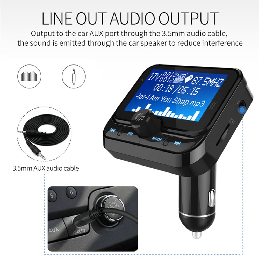 BC32 1.8&quot; LCD Bluetooth MP3 Player Smart Car FM Transmitter Dual USB Car Charger Handsfree FM Modulator