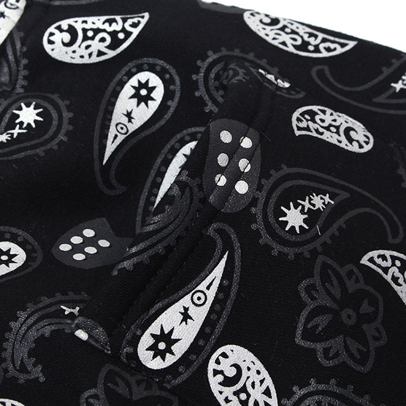 Pantalon de survêtement noir à motif cachemire et velours pour homme, style streetwear rétro, motif fleur de cajou, ample et décontracté, bas épais et élastique